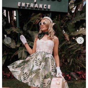 Pink with green and white stripes dress